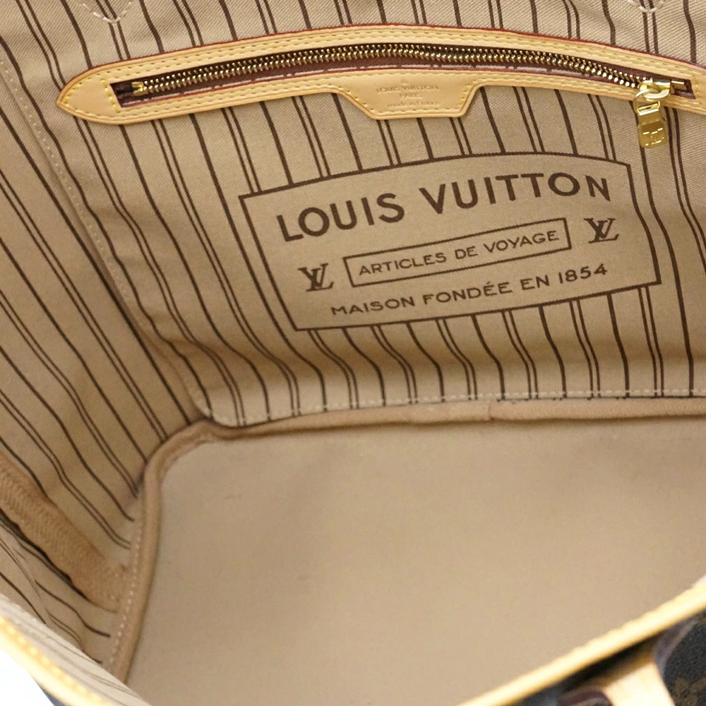 Louis Vuitton Neverfull Tote Bag Pouch Clutch Monogram Brown Beige Cream